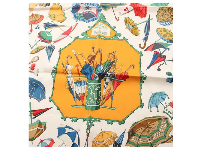 Hermès Hermes Carre 90 Ombrelles et Parapluies Scarf Multicor Laranja - vista 6