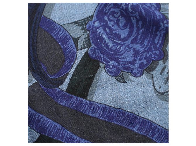 Hermès Foulard Hermes Carre Geant 140 LE MORS A LA CONETABLE Multicolore Blu navy - vista 10