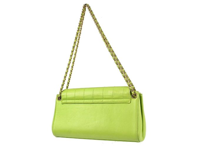 Chanel Chocolate Bar Mademoiselle Lock Chain Quilted velvet Grün - Ansicht 2
