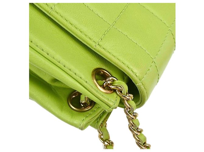 Chanel Chocolate Bar Mademoiselle Lock Chain Quilted velvet Grün - Ansicht 5