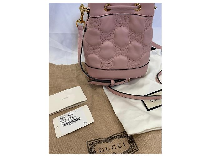 Gucci Marmont Borsa a Secchiello in Pelle Rosa - vista 13