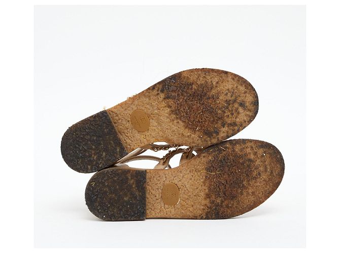 Chanel Sandali Pelle Beige Catena - vista 5