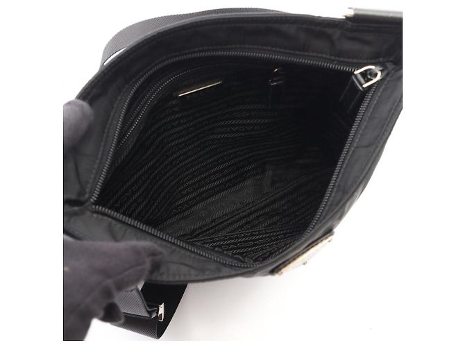Saffiano Prada Triangle Logo Schultertasche Schwarz - Ansicht 3