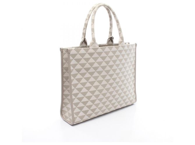 Borsa Tote Prada TRIANGOLO JACQUARD Marrone Bianco - vista 2