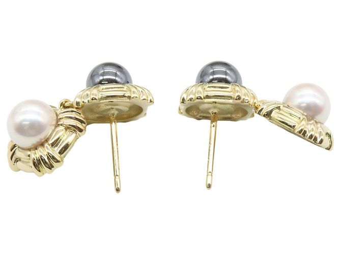 Orecchini a lobo in perle e ematite Tiffany & Co. Marrone Bianco D'oro - vista 3
