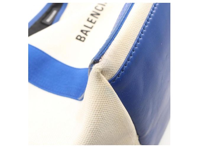 Borsa Balenciaga Navy Cabas S Bianco Blu - vista 10