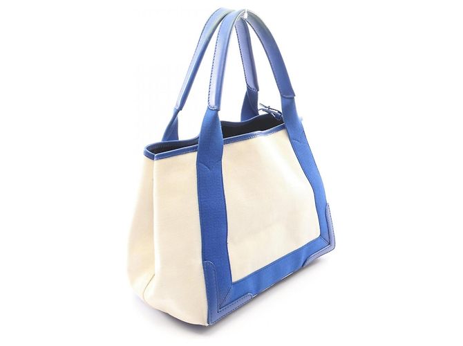 Borsa Balenciaga Navy Cabas S Bianco Blu - vista 2