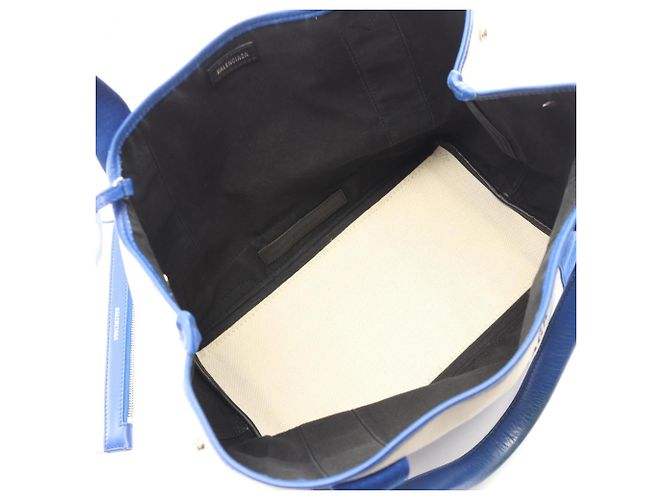 Borsa Balenciaga Navy Cabas S Bianco Blu - vista 3