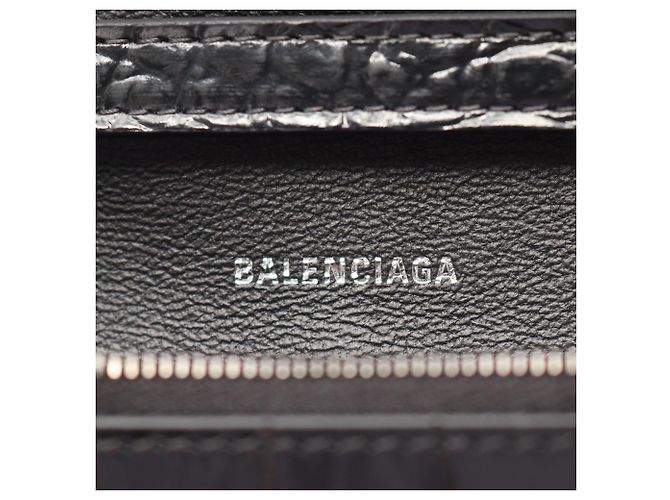 Borsa a tracolla Balenciaga Hourglass in pelle goffrata Nero - vista 4