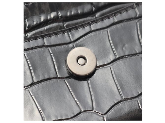 Borsa a tracolla Balenciaga Hourglass in pelle goffrata Nero - vista 7