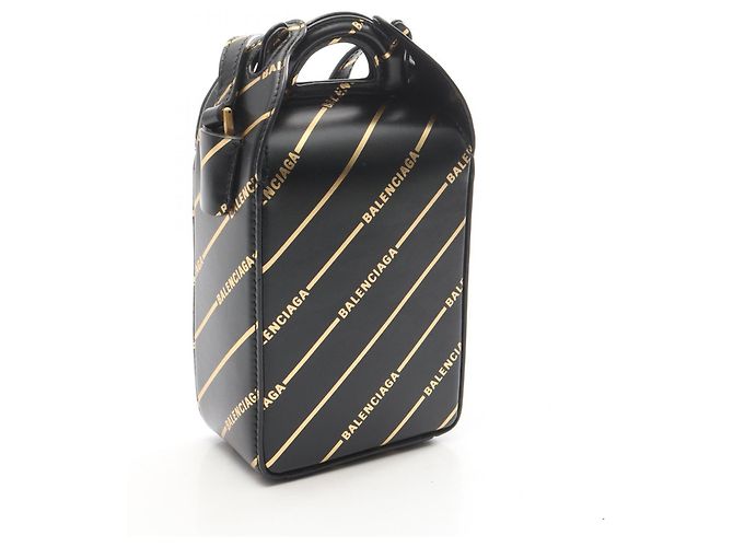 Balenciaga Box 2-Way Schultertasche Schwarz Golden - Ansicht 2