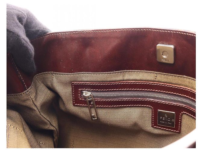 Borsa Tote Fendi Zucca marrone e nera in pelle e tela Nero - vista 10
