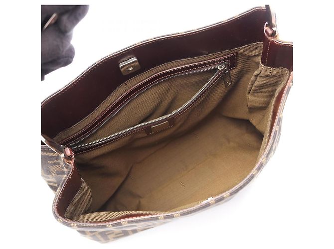 Borsa Tote Fendi Zucca marrone e nera in pelle e tela Nero - vista 3