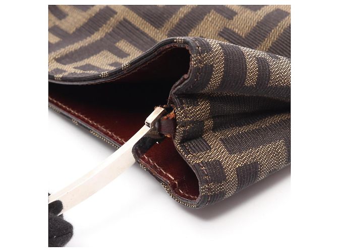 Borsa Tote Fendi Zucca marrone e nera in pelle e tela Nero - vista 7