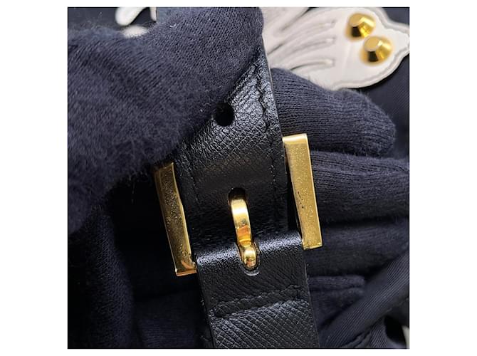 Double Prada Nylon Flower Triangle Rucksack Schwarz Mehrfarben - Ansicht 14