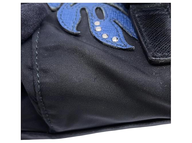 Double Prada Nylon Flower Triangle Rucksack Schwarz Mehrfarben - Ansicht 6