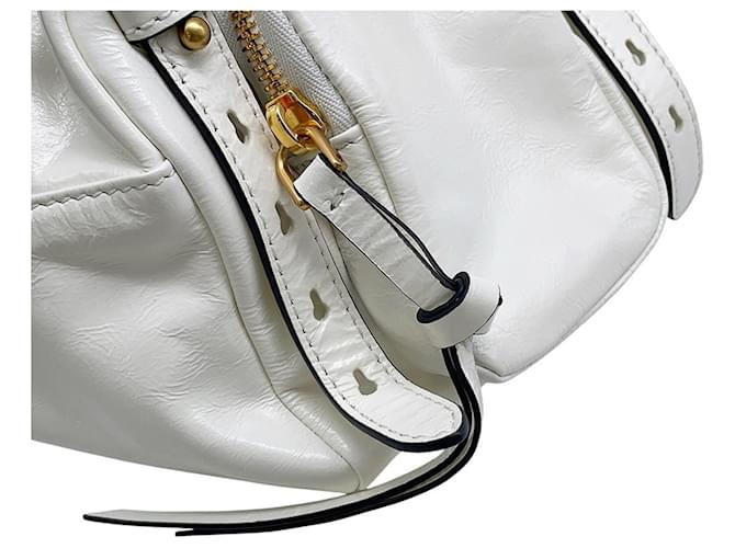 Prada Dunkle Mini Lederhandtasche Weiß - Ansicht 12