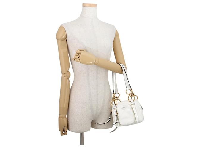 Prada Dunkle Mini Lederhandtasche Weiß - Ansicht 4