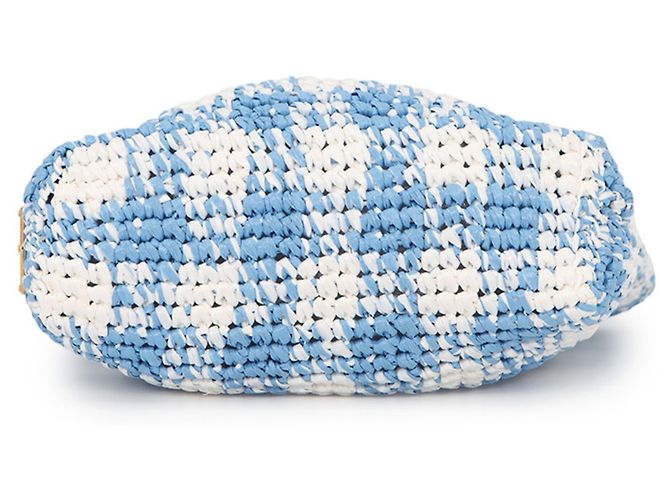 Bolso Tote Prada Crochet Small Raffia Blanco Azul - vista 3