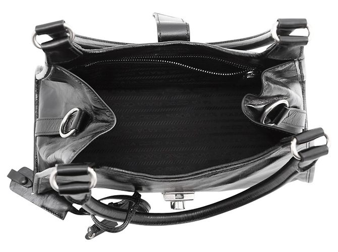 Borsa a tracolla in pelle nera Prada Nero - vista 5