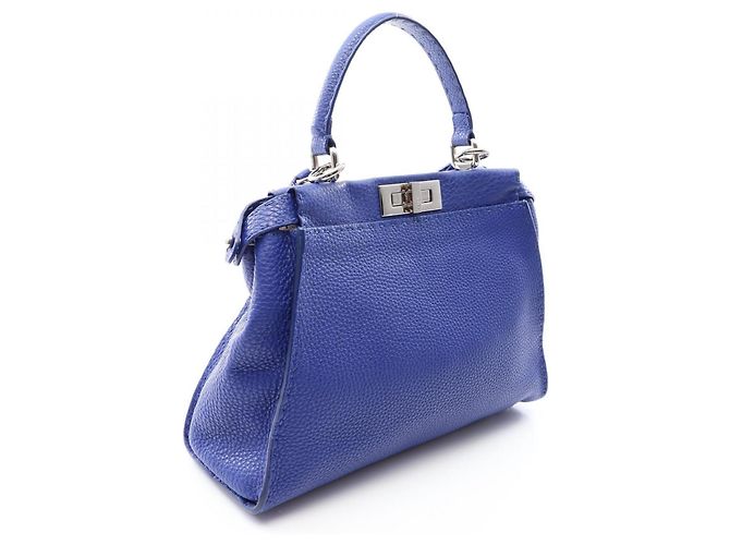 Borsa 2-Way Fendi Selleria Peekaboo Regular Blu - vista 2