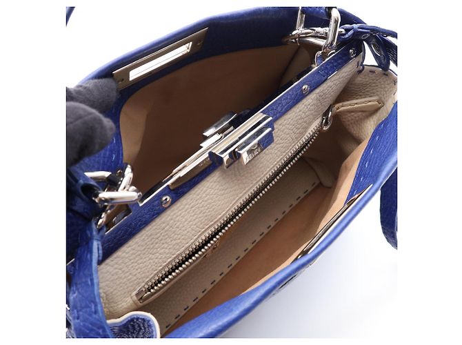 Borsa 2-Way Fendi Selleria Peekaboo Regular Blu - vista 3