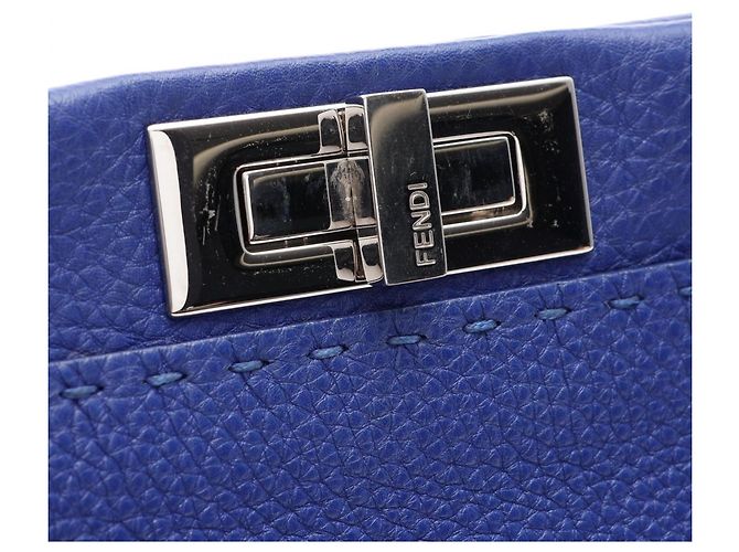 Borsa 2-Way Fendi Selleria Peekaboo Regular Blu - vista 7