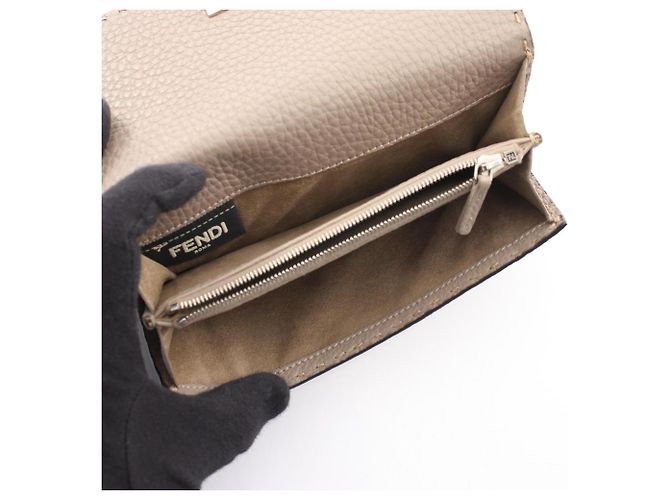 Fendi Peekaboo Selleria Bi-fold Long Wallet Beige - Ansicht 4