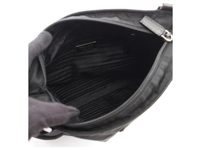 Borsa a tracolla con logo Triangle Prada Nero - vista 3