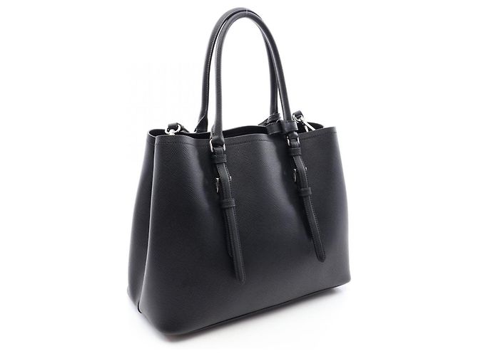 Prada Saffiano Leder 2-Way Tote Bag Schwarz - Ansicht 2