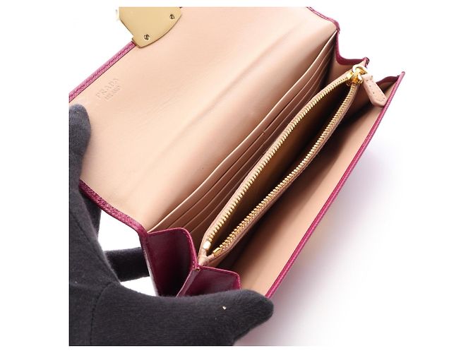Cartera larga bi-fold Prada Saffiano TUC Púrpura - vista 3