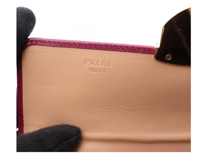 Cartera larga bi-fold Prada Saffiano TUC Púrpura - vista 4
