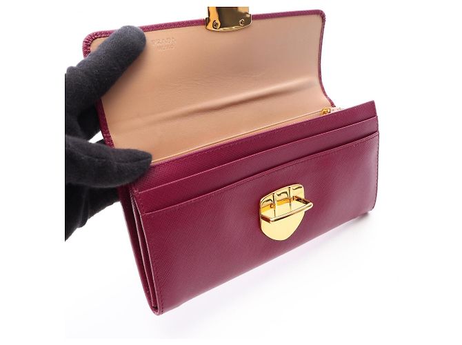 Cartera larga bi-fold Prada Saffiano TUC Púrpura - vista 7
