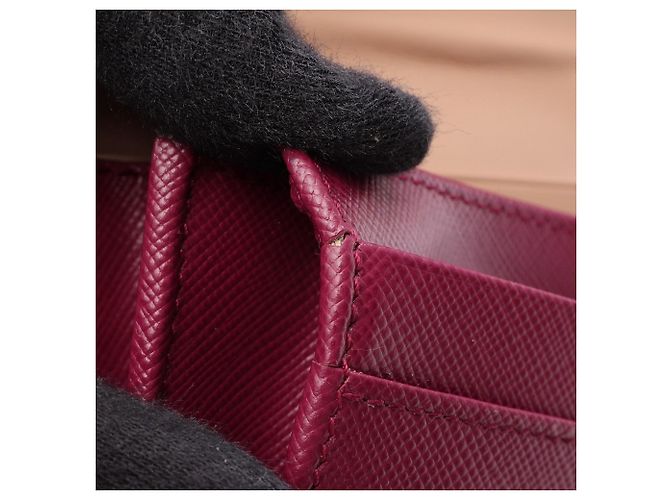 Cartera larga bi-fold Prada Saffiano TUC Púrpura - vista 8
