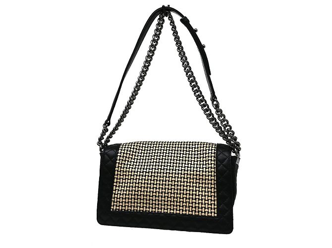 Chanel Reverso Boy Flap in pelle di vitello intrecciata Old Medium Nero - vista 2
