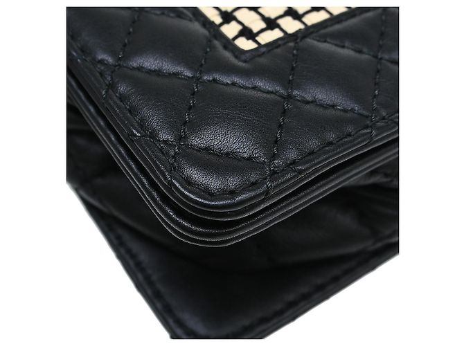 Chanel Reverso Boy Flap in pelle di vitello intrecciata Old Medium Nero - vista 6