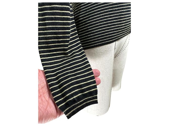 Miu Miu Gestreifter Strickcardigan aus Wolle und Seide Schwarz - Ansicht 4