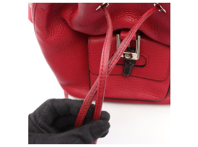 Bamboo Mochila Gucci em couro com detalhes em bambu Vermelho - vista 10
