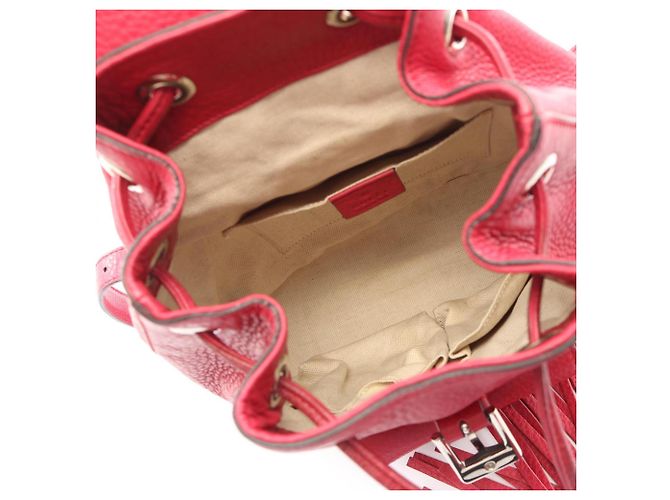 Bamboo Mochila Gucci em couro com detalhes em bambu Vermelho - vista 3