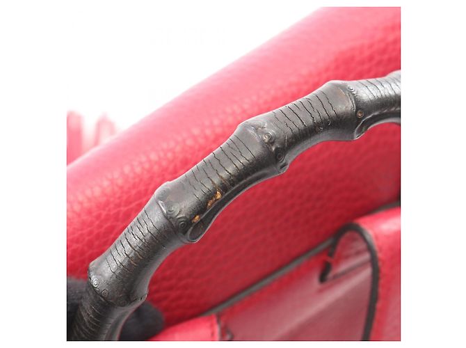 Bamboo Mochila Gucci em couro com detalhes em bambu Vermelho - vista 7