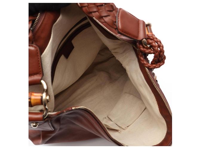 Borsa a Spalla Gucci Bamboo Marrone - vista 3