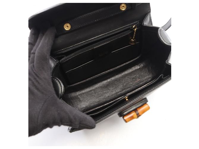 Bolso de mano 2-Way Gucci Bamboo Negro - vista 3