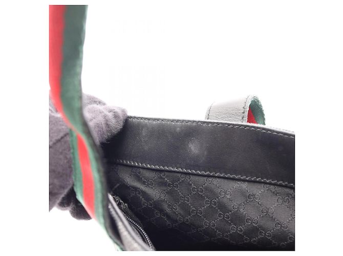 Borsa Gucci Sherry Line Nero Rosso Verde - vista 6