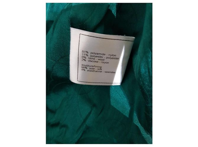 Chanel Chaqueta de tweed verde con botones CC - vista 11