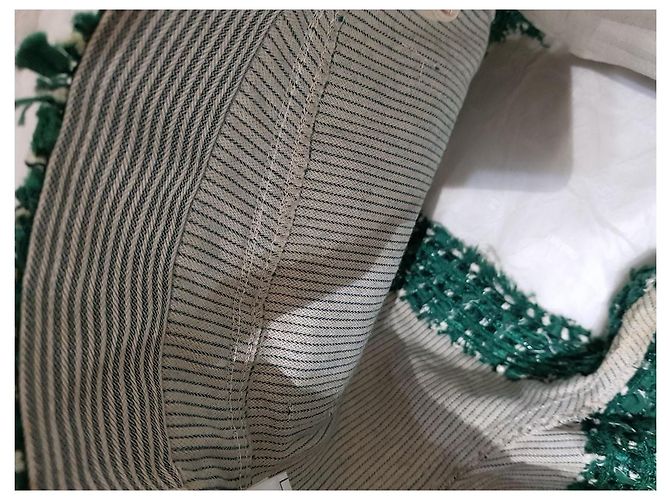 Short de tweed Chanel a rayas con ribete verde Blanco - vista 4