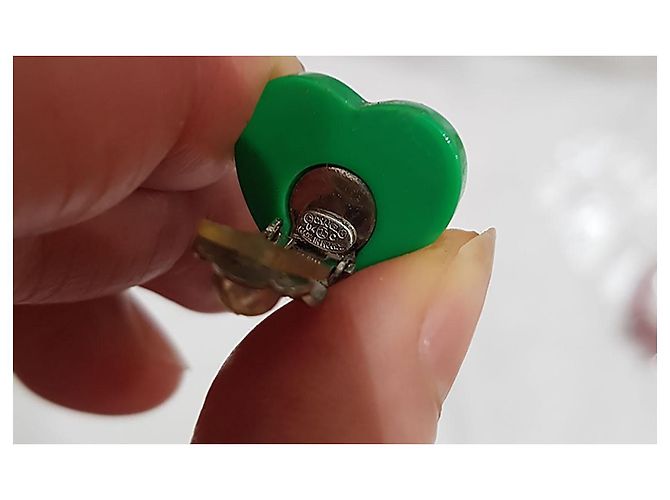 Pendientes de Corazón Chanel Rosa Dorado Verde - vista 3
