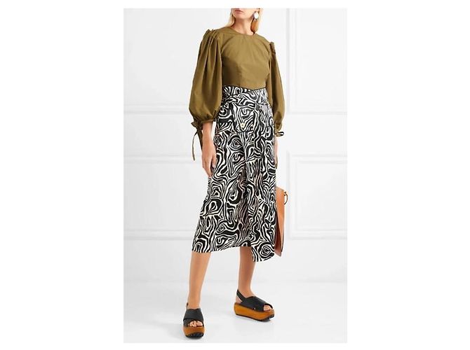 Marni Gonna midi raso stampa zebra Pre-Fall 2018 Nero Bianco - vista 2