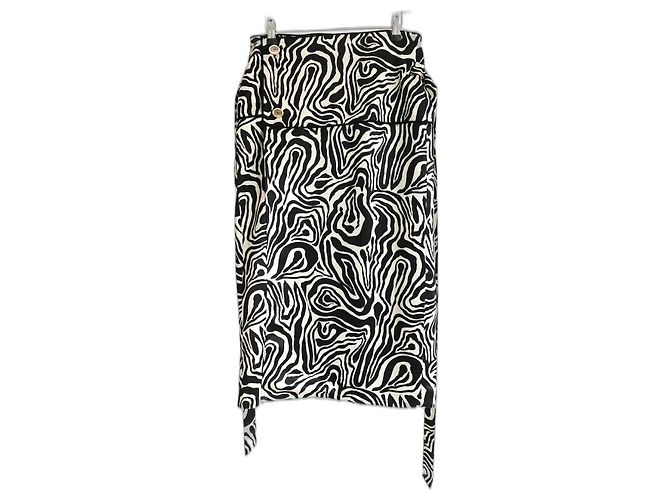 Marni Gonna midi raso stampa zebra Pre-Fall 2018 Nero Bianco - vista 3