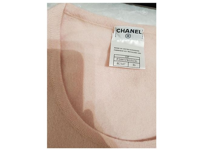 Chanel Top sin mangas de cachemira rosa - vista 2