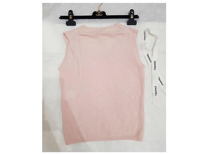 Chanel Top sin mangas de cachemira rosa - vista 4